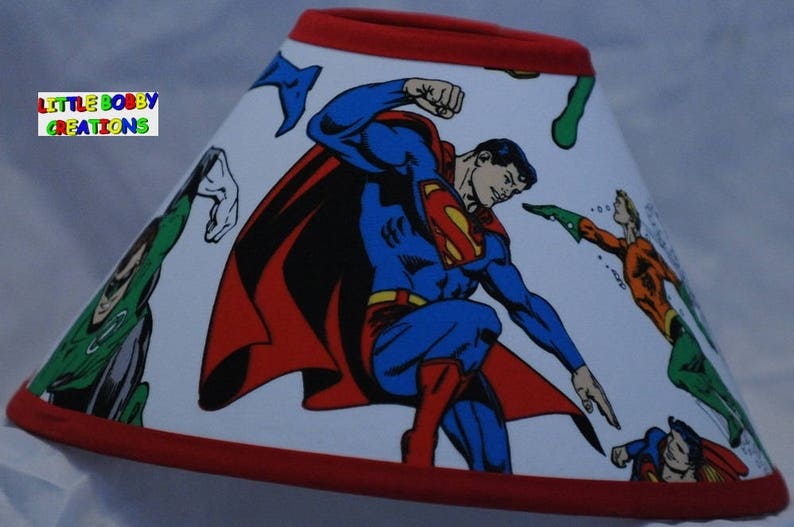 Super Heros Dc Comics Superman Fabric Lamp Shade You Choose The Trim Color 10 Sizes To From