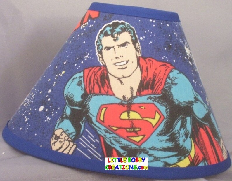 Super Heros Dc Comics Superman Fabric Lamp Shade You Choose The Trim Color 10 Sizes To From