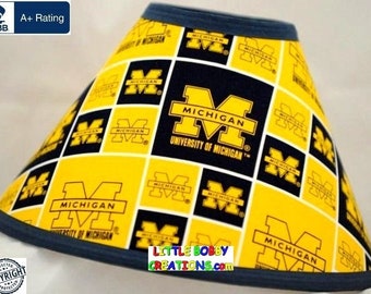 UNIVERSITY OF MICHIGAN Lamp Shade - 9 Shade Fabrics To Choose From! - Made From Licensed University of Michigan Fabric - 14 Shade Sizes!