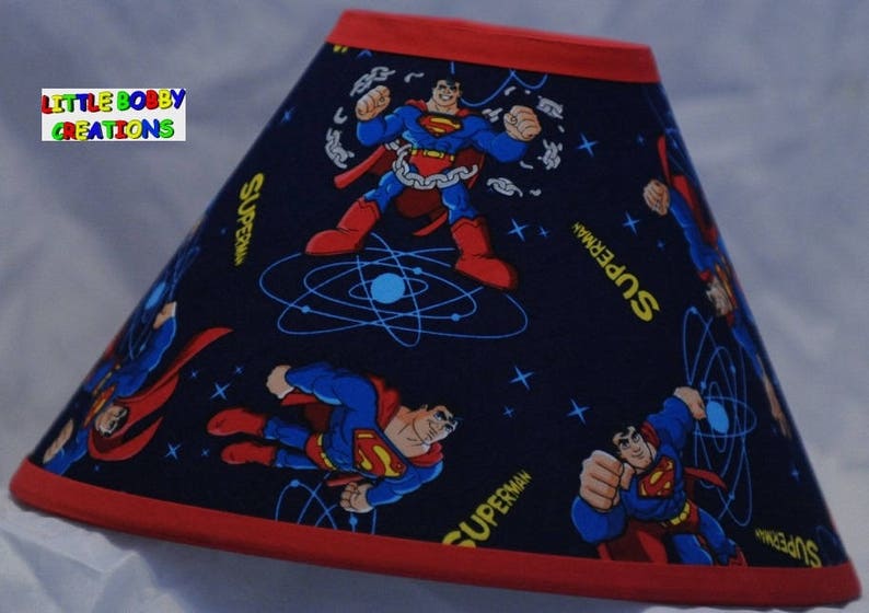 Super Heros Dc Comics Superman Fabric Lamp Shade You Choose The Trim Color 10 Sizes To From