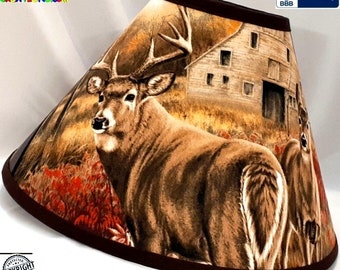 PANTALLA DE LÁMPARA DE CIERVO - ¡1-9 de 18 telas de sombra para elegir! - Hecho de tela con licencia Deer Wildlife - ¡Disponible en 14 tamaños de sombra!