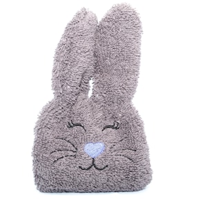 Boo Boo Bunny ice pack for kids pain relief and comfort, closed eyed girl bunny with lashes.