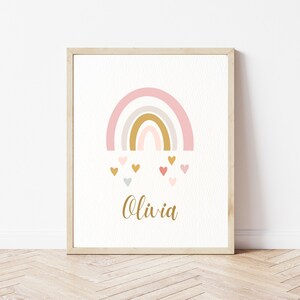 Custom Name Rainbow Nursery Wall Art, Custom Baby Girl Print, Digital Download, New Mom Gift, Custom Nursery Decor, Digital Print, Printable