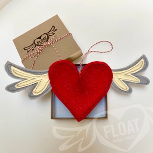 FLOAT&#39;s Winged Heart (Handmade Felt Heart w/Gift Box), #Weddings, #Christmas, #Valentine, #Heart, #WingedHeart, #Love, #YouGaveMyHeartWings