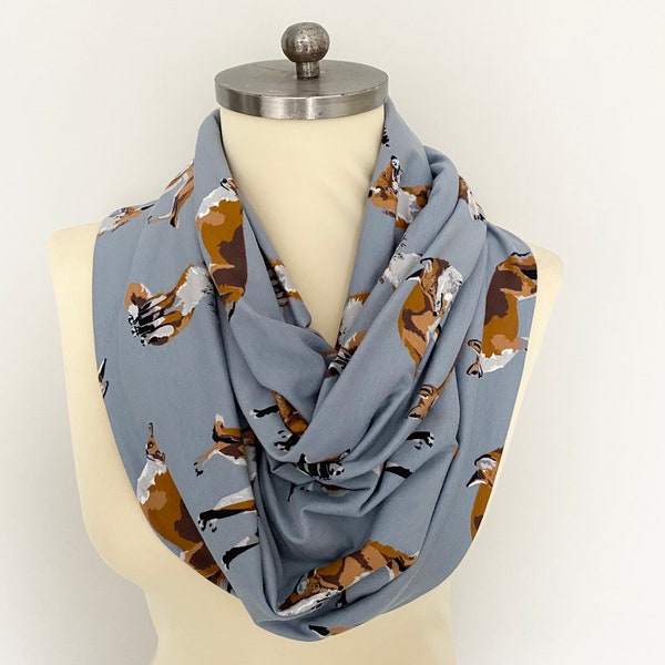 Fox Scarf Infinity Animal Print Scarf Circle Scarf Scarves Winter fashion Gift For Her Women Wife Gifts