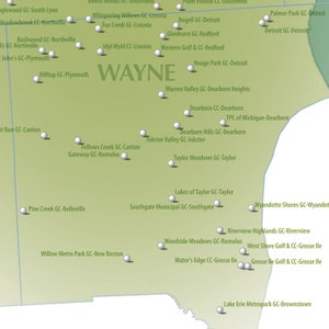 Michigan Golf Courses Map Michigan Map 30x24 - Etsy