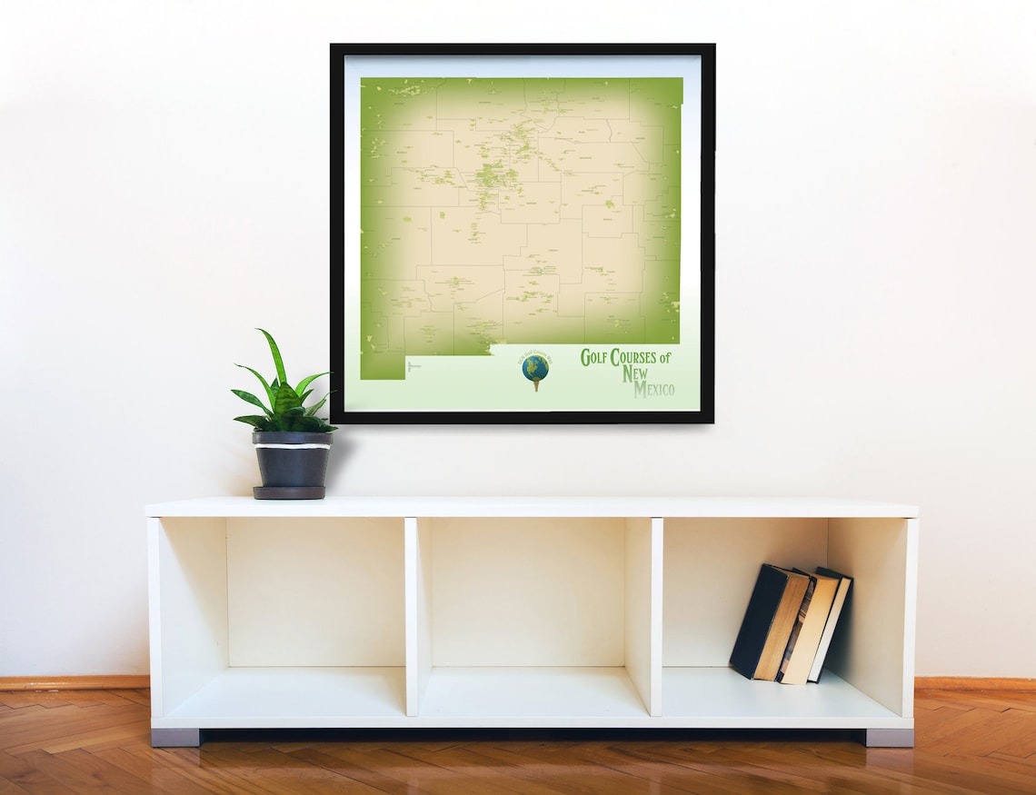 New Mexico Golf Courses Map Large 27x27 Golfing New Mexico Etsy