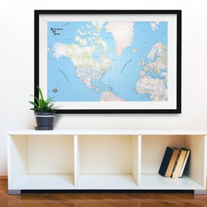 North America and Europe Travel Map, Push Pin Travel Map, Travel Map, Paper print