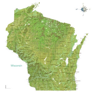 Wisconsin Spring Greens Reliefkarte