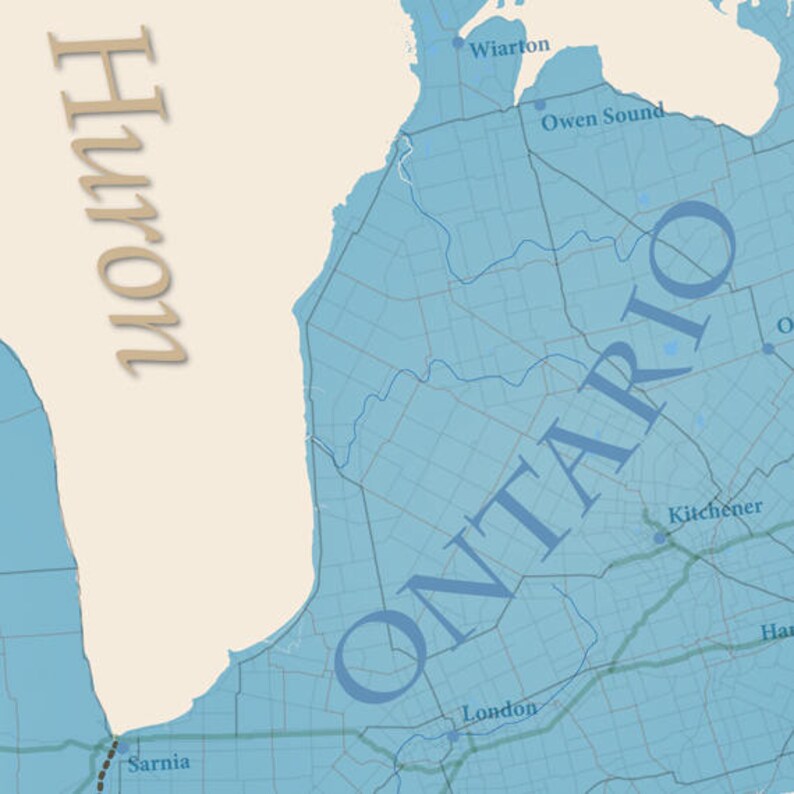 Mural of the Great Lakes Wall Art, Map Decal 60x42 Etsy