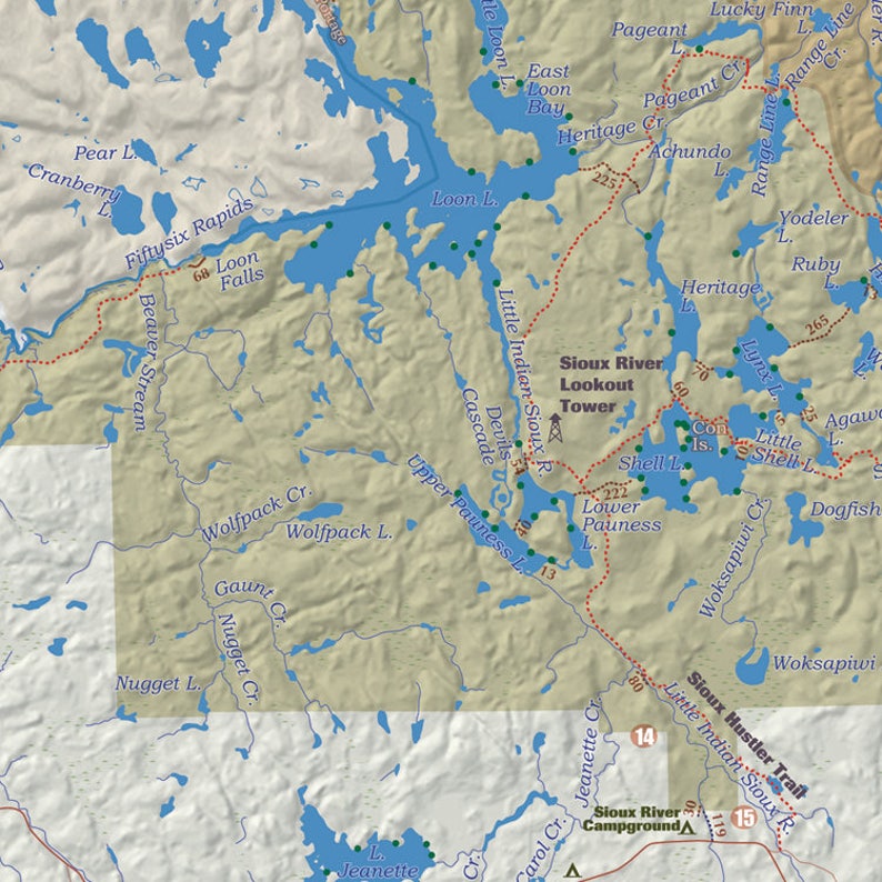 Boundary Waters Canoe Area Wilderness Map One of a Kind Print Etsy