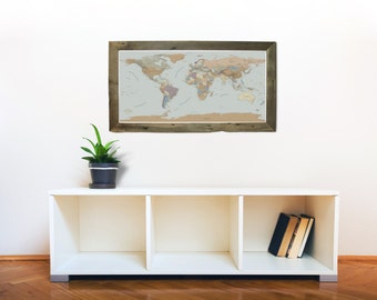 Warm Colors World Map Brings Elegance to Your Space, Poster Size 30x15 Physical Feature Map Paper Print
