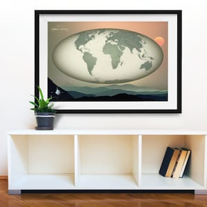 World Travel Map, Not AI Designed, Desertscape, Soft Colors Large 24x36 Map Paper Print