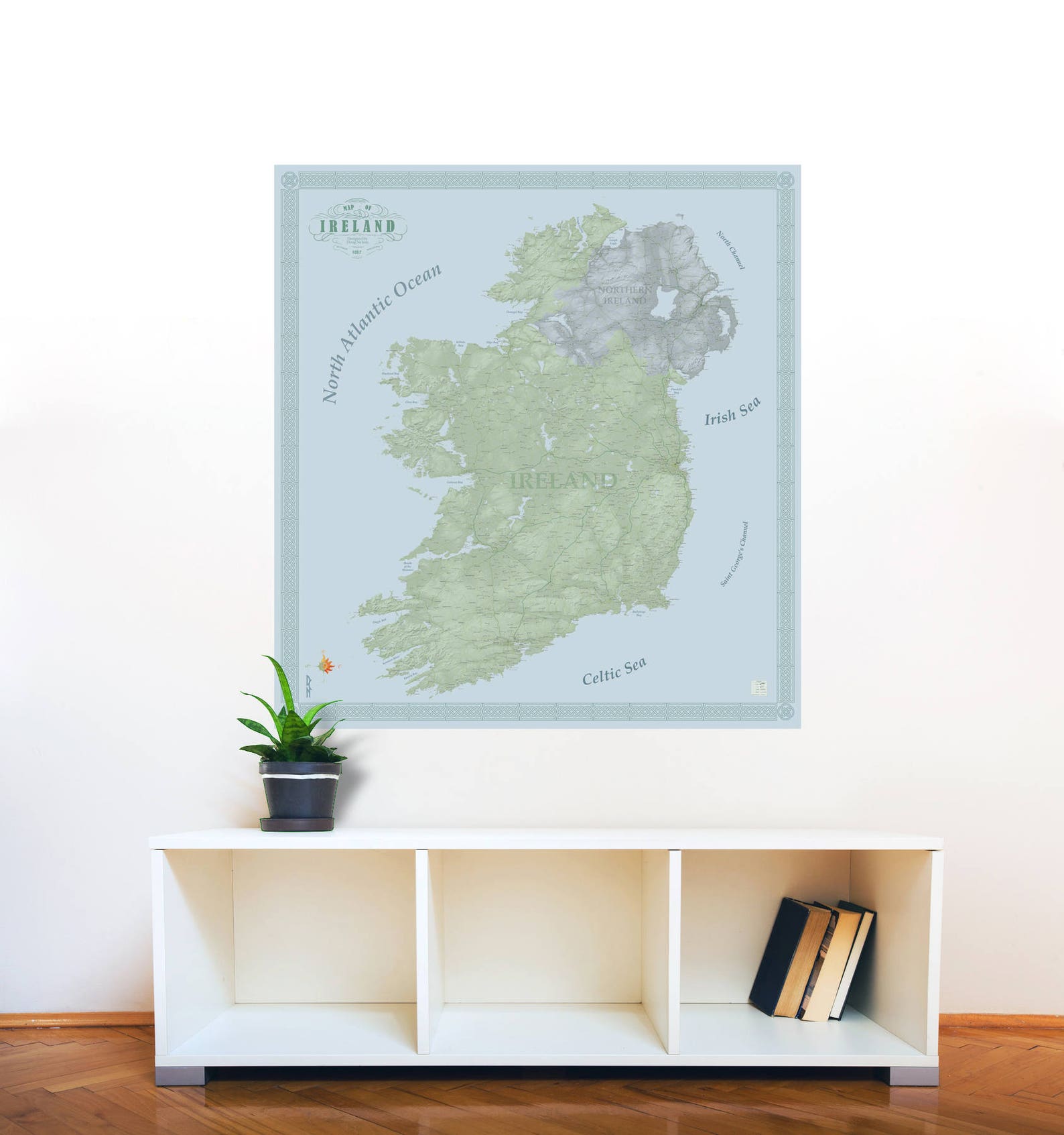 Large Ireland Wall Map Print 24x24 or 36x41, Not AI Designed, Satin