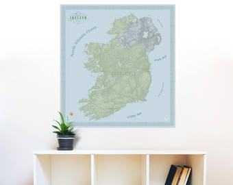 Große Irland Wand Karte 24x24 oder 36"x41", nicht AI designed, Satinpapier Wand Karte Druck, Karte von Irland