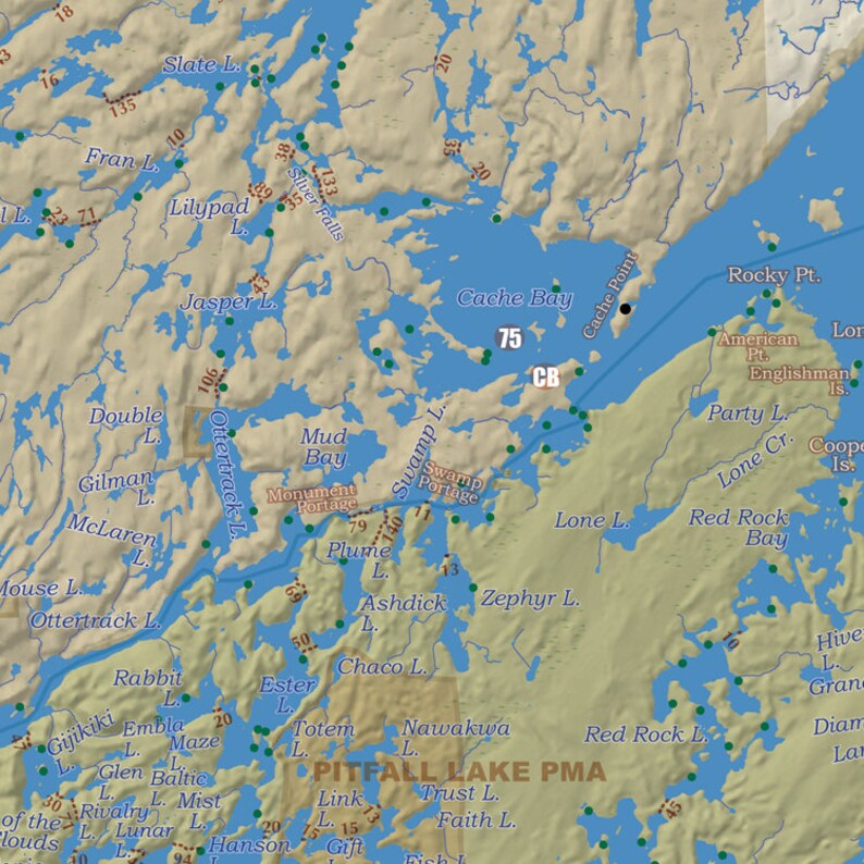 New BWCA/Quetico Boundary Waters Canoe Area Wilderness Map Etsy