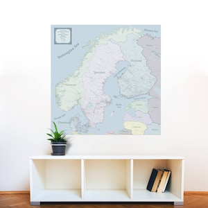 Große Skandinavien Wandkarte 41 "x 41", Nicht AI Designed, Satinpapier Wandkarte, Karte von Festland Skandinavien