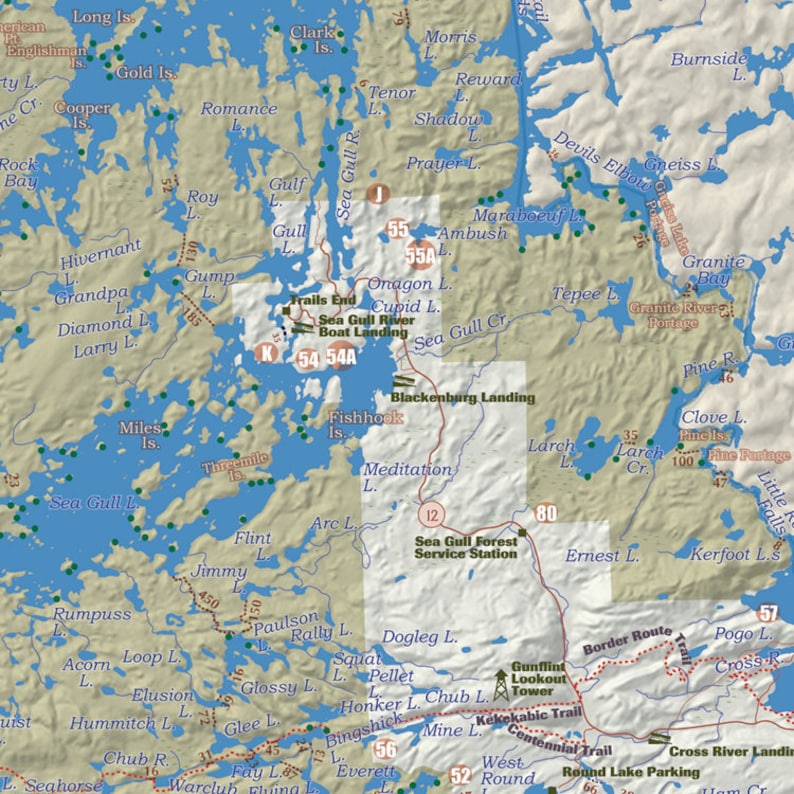 Boundary Waters Canoe Area Wilderness Map One of a Kind Print Etsy