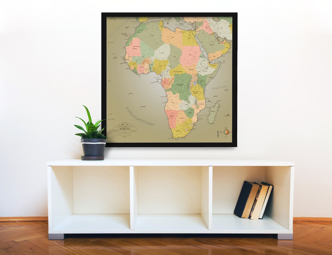 Africa Map, Art or Travel Map, Art Map Paper Print, Perfect for Home or