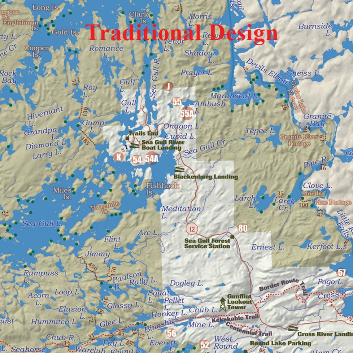 Boundary Waters Canoe Area Wilderness Map One of a Kind Print Etsy