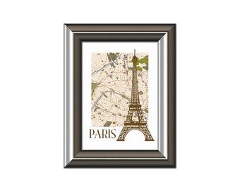 Paris Map, City of Love, 8x10, Not AI Designed, Paris France Art Map Paper Print