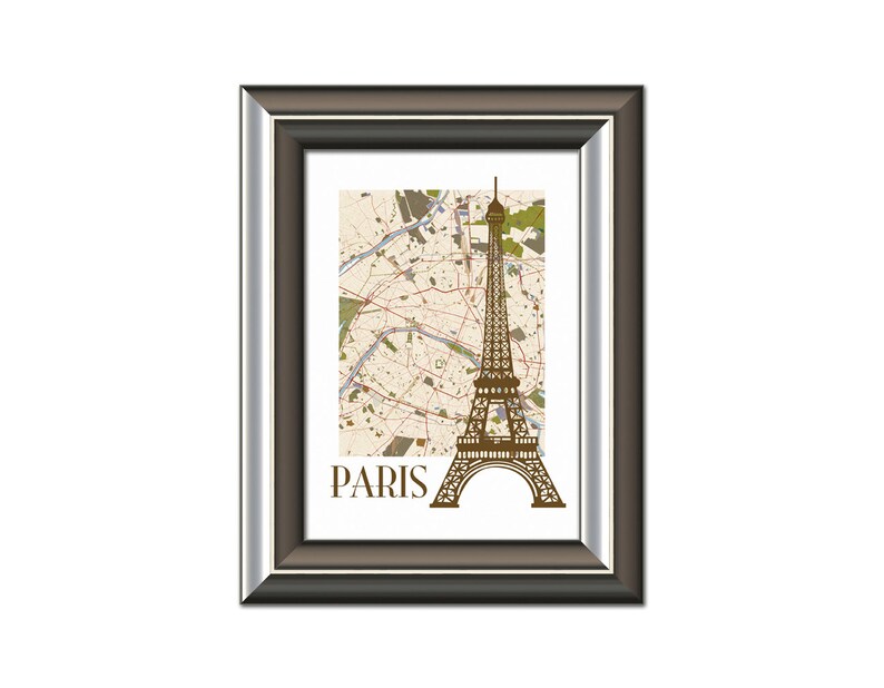 Paris Map City of Love 8x10 Paris France Art Map Paper - Etsy
