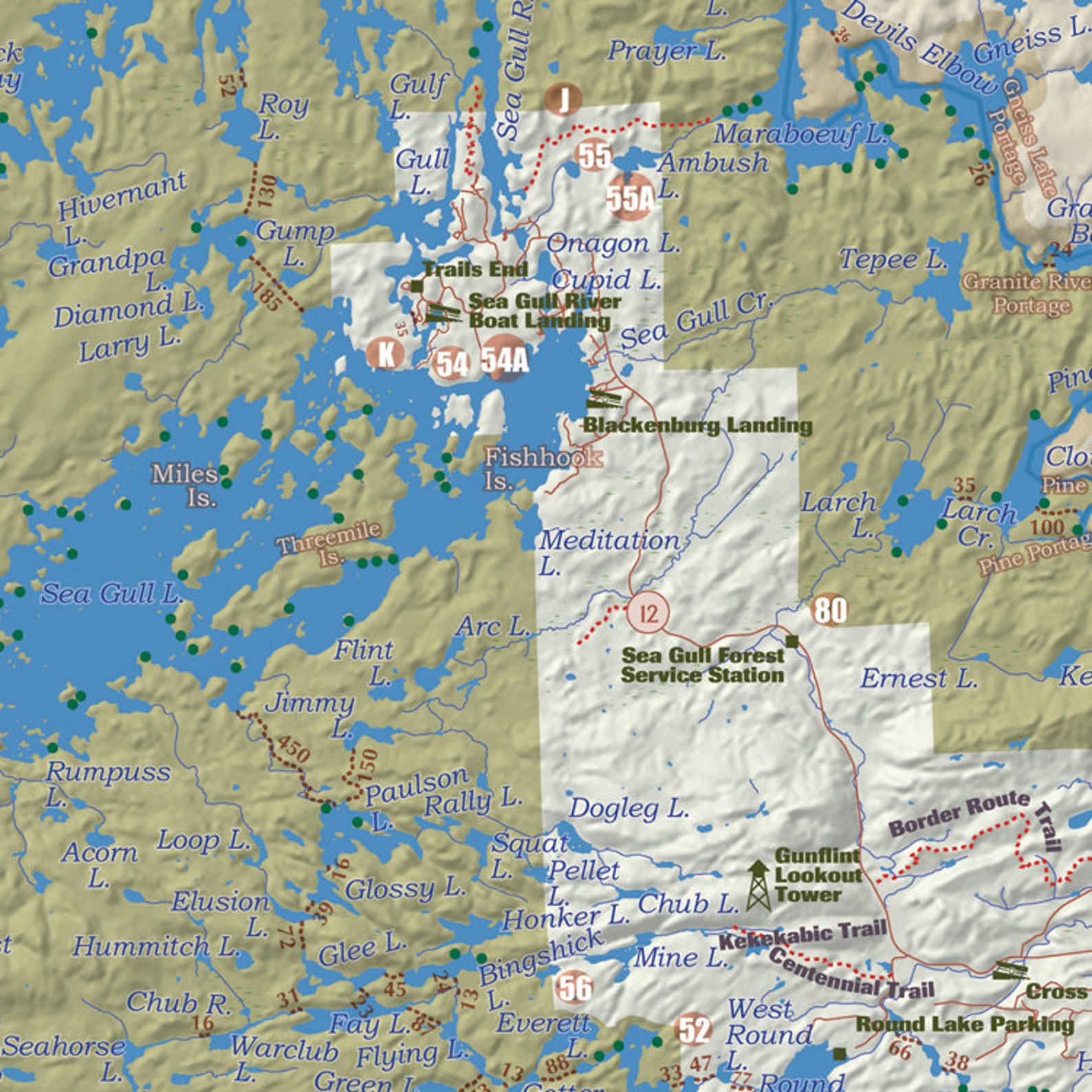 New BWCA/Quetico Boundary Waters Canoe Area Wilderness Map Etsy