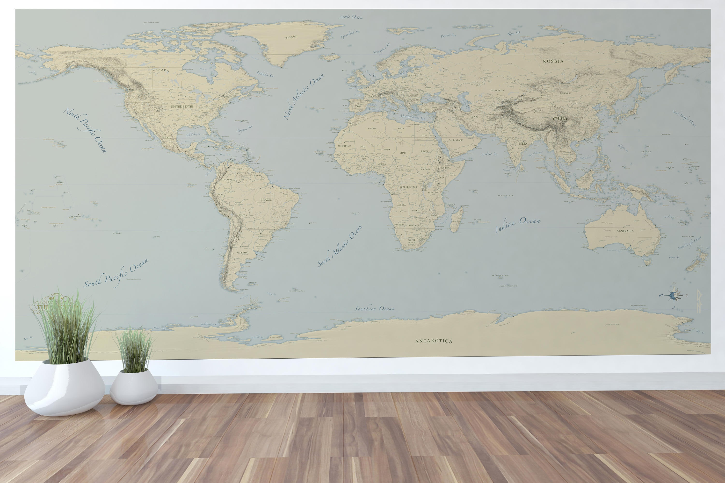 Physical World Map Mural World Map Wallpaper Giant World Map Etsy Images