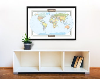 World Travel Map, Not AI Designed, Large 24x36 World Art Map Paper Print, Display Your Love for Discovery and Exploration!
