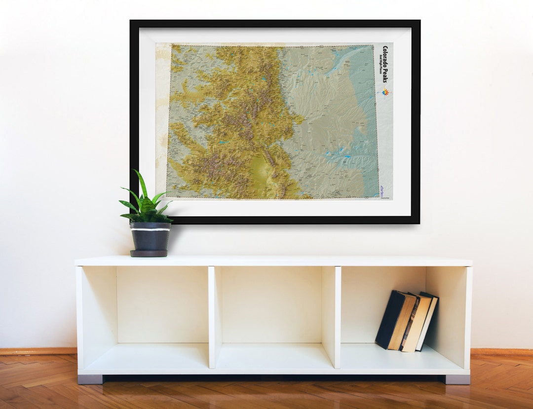 Colorado Map of Peaks and High Places. Not AI Designed, Many Mountains