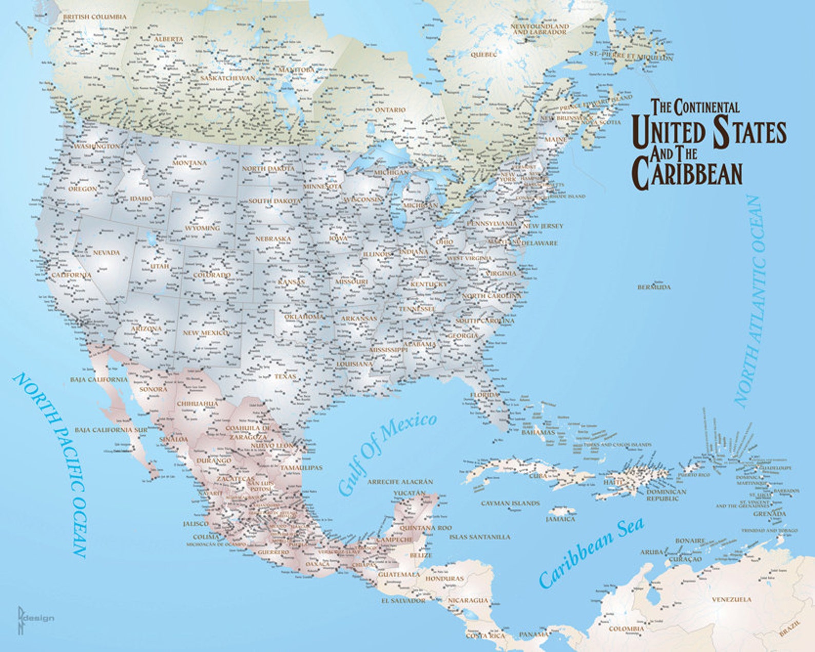 US and Caribbean Travel Map Push Pin Travel Map US Map | Etsy