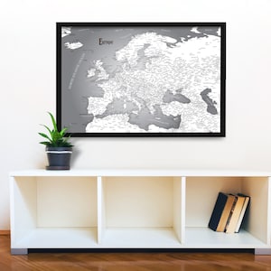 Europe Map Black and White, Art or Travel Map Paper Print, Art Map, Perfect for Home or Office, Large