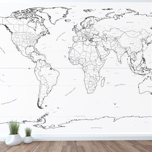 Grote wereldkaart muurschildering Wall Art wereldkaart sticker 80 "x 55" schoon met handgemaakte stijllettertypen!