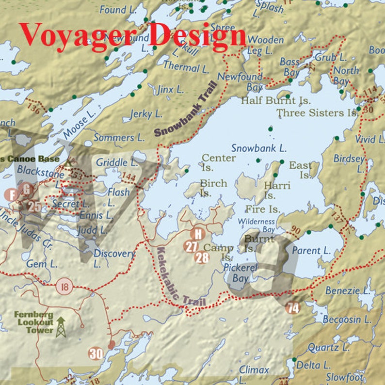 Boundary Waters Canoe Area Wilderness Map One of a Kind Print Etsy