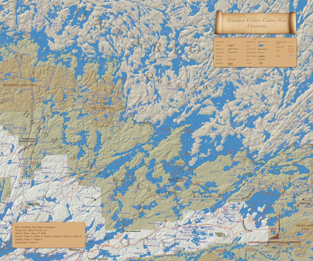 Select Lakes Map, Not AI Designed, Get a Custom Map Showing Your Trip