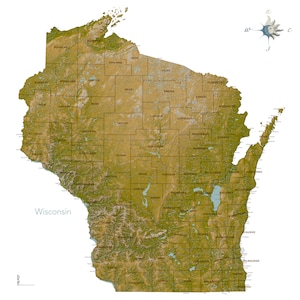 Wisconsin Traditionelle Reliefkarte
