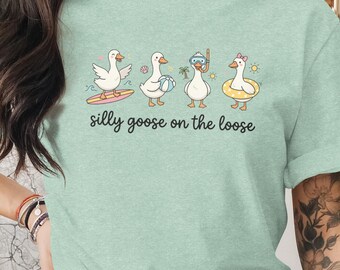 Silly Goose On The Loose T-Shirt, Funny Summer Beach Vacation Tee