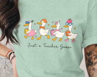 Teacher Goose T-Shirt, Whimsical Educator Apparel, Back to School Tee