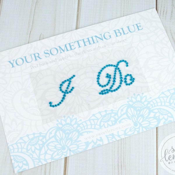 FREE SHIPPING - I Do Wedding Shoe Something Blue Rhinestone Decals - Stickers - Blue Shoe Sticker - Rinestone -