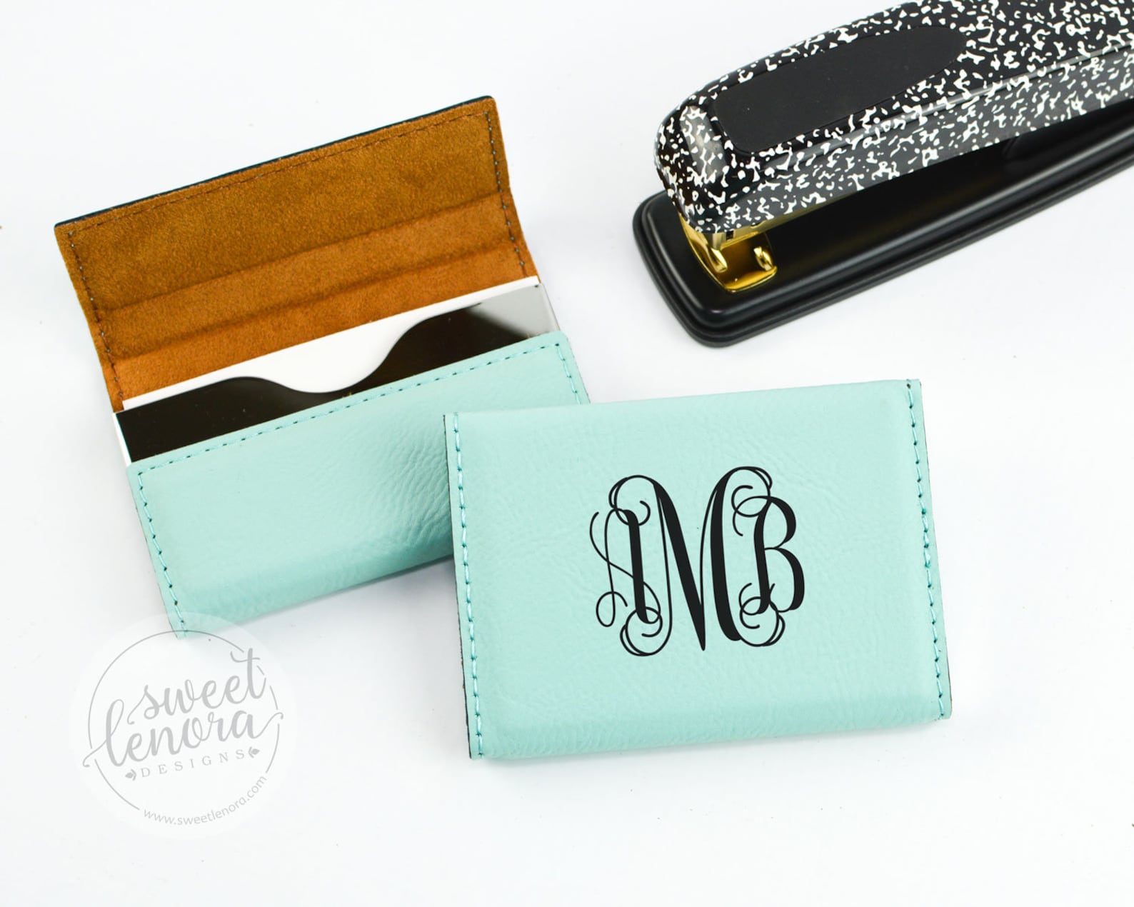 Personalized Business Card Holder Vegan Leather Custom Etsy