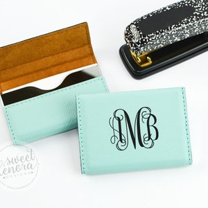 Personalized Business Card Holder | Vegan Leather | Custom Engraved Gift | Boss Card Case Corporate Gift | Monogram | Graduate