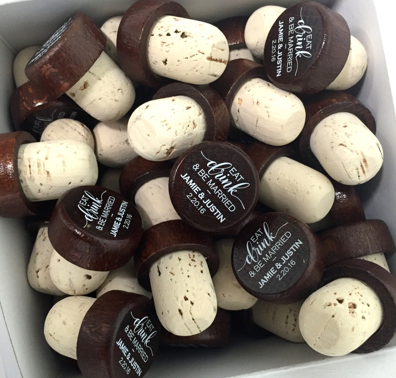 Eat Drink Be Married - Custom Wine Stopper - Wood Wine Stopper - Wedd…