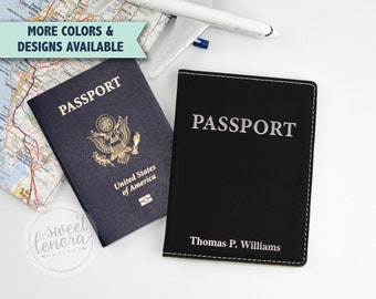 Traditional Passport Cover | Personalized Passport Holder | Monogrammed | Custom Passport Cover | Engraved Passport Wallet | Passport Case