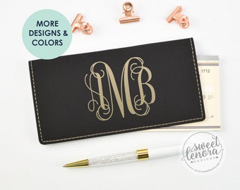 Monogrammed Checkbook Cover | Personalized Leatherette, Duplicate Style