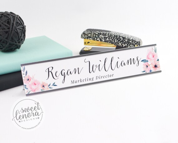 Personalized Desk Name Plate Floral Flowers Modern Personalized Desk Name Plate Floral Flowers Modern