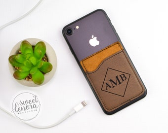 Cell Phone Card Holder | Personalized Cell Phone Wallet ID Holder | Credit Card Holder | Custom Monogram | Stick On Card Holder