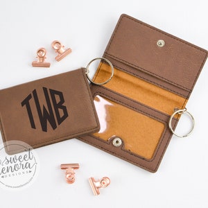 Monogrammed Keychain Wallet ID Holder | Gift for Man | Personalized  | Wife | Finance Register | Custom Monogram