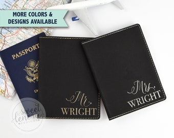 Mr. and Mrs. Passport Cover | Personalized Couple Passport Holder | Custom | Engraved Passport Wallet | Case | Gift for Newlyweds