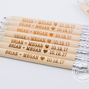 Engraved Pencils | Save the Date Pencils | Pencil Us In Save the Dates | Custom Personalized Round Golf Mini Half Pencil Favors