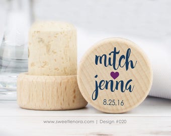 Personalized Wine Stopper - Simple Names - Custom Wine Stopper - Wood Wine Stopper - Wedding Favor - Wedding Gift - 020